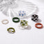 Fashion Plaid Butterfly Resin Ring Set - 8 Piece Beaded Design