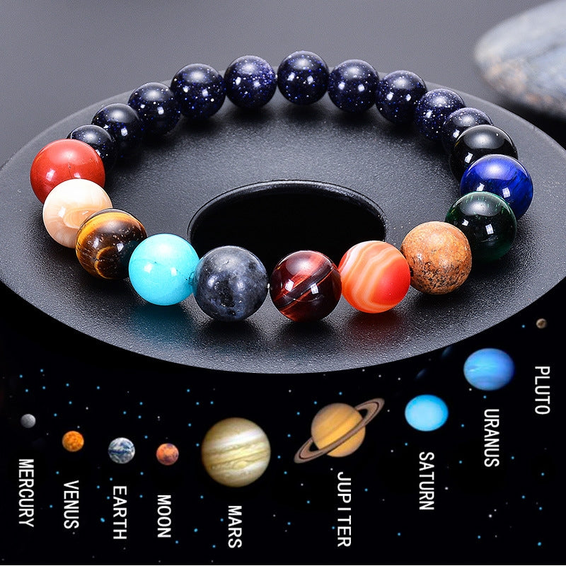 Solar System Natural Stone Beaded Unisex Bracelet