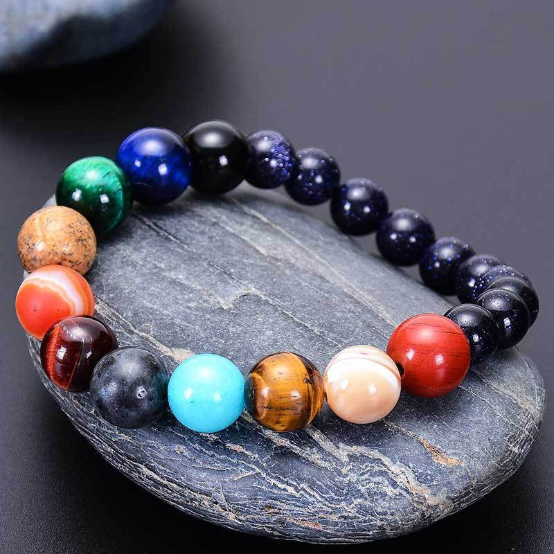 Solar System Natural Stone Beaded Unisex Bracelet