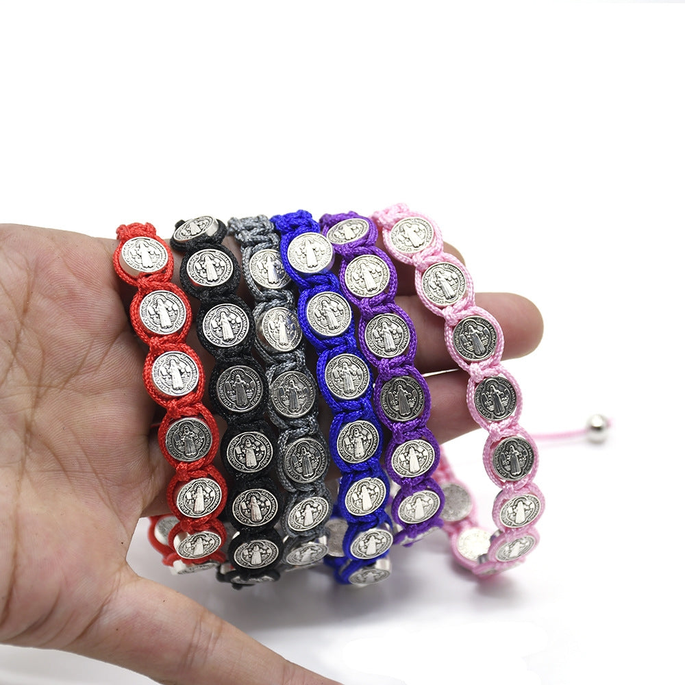 Unisex Multicolor Alloy Woven Knot Bead Adjustable Bracelet