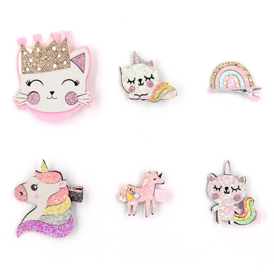 Rainbow Unicorn Cat Sequin Hair Clip for Kids