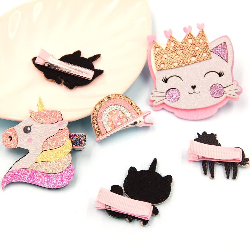 Rainbow Unicorn Cat Sequin Hair Clip for Kids