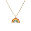 Rainbow Heart & Star Zircon Pendant Necklace - Copper Enamel Choker