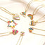 Rainbow Heart & Star Zircon Pendant Necklace - Copper Enamel Choker