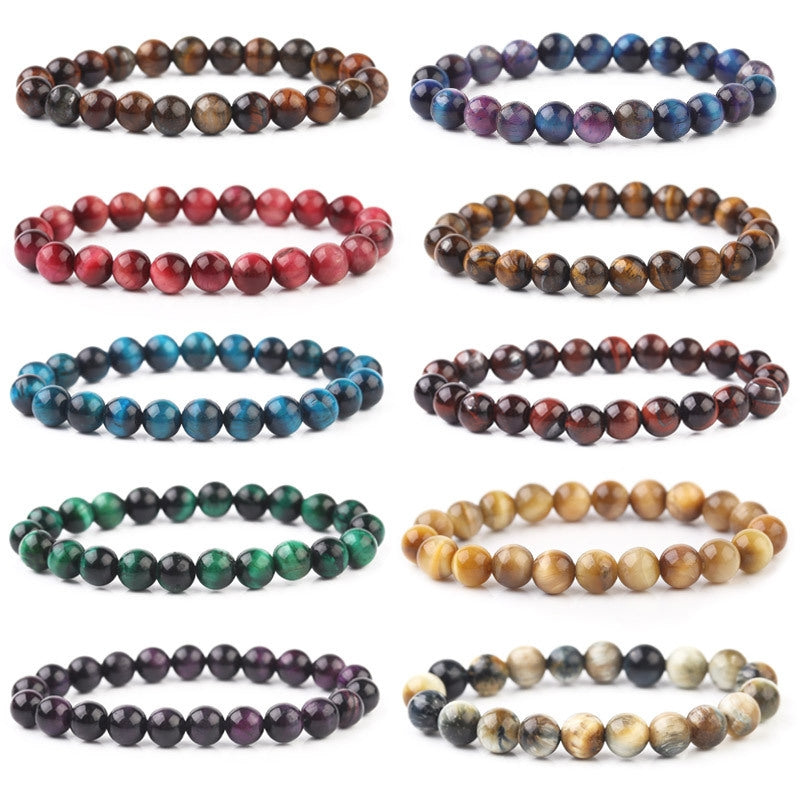 Fashion Retro Natural Tiger Eye Stone Bracelet - Handmade High-Quality Round Bead Jewelry