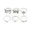 Fashion Retro Heart Butterfly Skull Snake Mushroom Alloy Ring Set - 6 Pieces