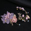 Vintage Purple Bridal Headpiece with Gold Leaf and Floral Accents