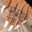 Vintage Carved Lotus Starfish Butterfly Alloy Ring Set - 13 Pieces