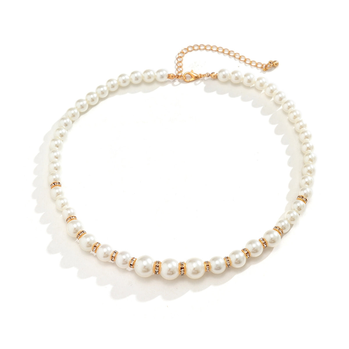 Elegant Geometric Pearl Rhinestone Choker Necklace