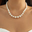 Elegant Geometric Pearl Rhinestone Choker Necklace