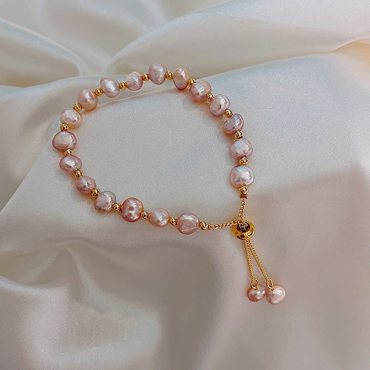 Retro Geometric Freshwater Pearl Beaded Bracelet - European Court Style Jewelry