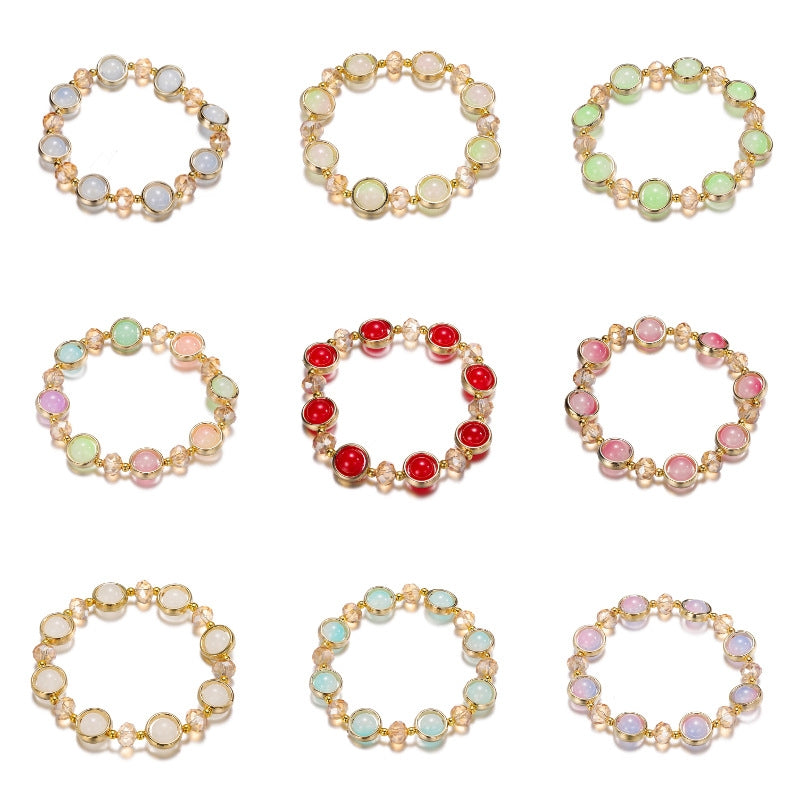 Gradient Crystal Glass Bracelet for Women and Kids