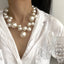 Fashion Round Imitation Pearl Beaded Pendant Necklace for Women