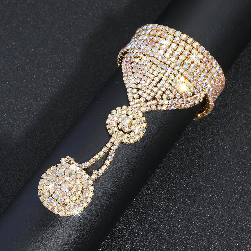 Elegant Multi-Layer Rhinestone Gold Finger Bracelet for Women