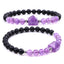 Fashion Round Natural Stone Beaded Bracelet with 6mm Tiger Eye, Amethyst, and Rose Quartz Pyramid Design