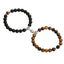 Fashion Round Stainless Steel Natural Tiger Eye Stone Magnetic Couple Bracelets