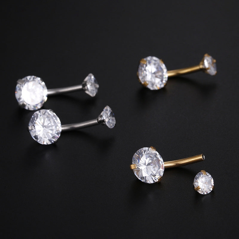 Fashion Round Stainless Steel Inlay Zircon Belly Ring 1 Piece