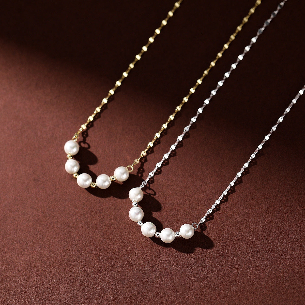 Fashion Titanium Steel Pearl Lip Shape Necklace