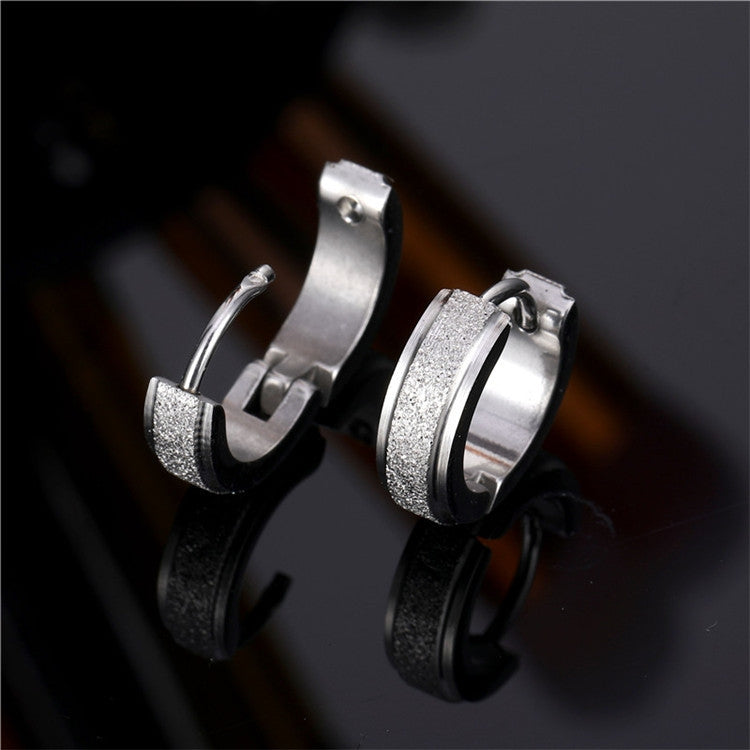 Fashion Polished Titanium Steel Hoop Earrings