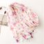 Pink Butterfly and Red Petal Print Tassel Scarf Shawl