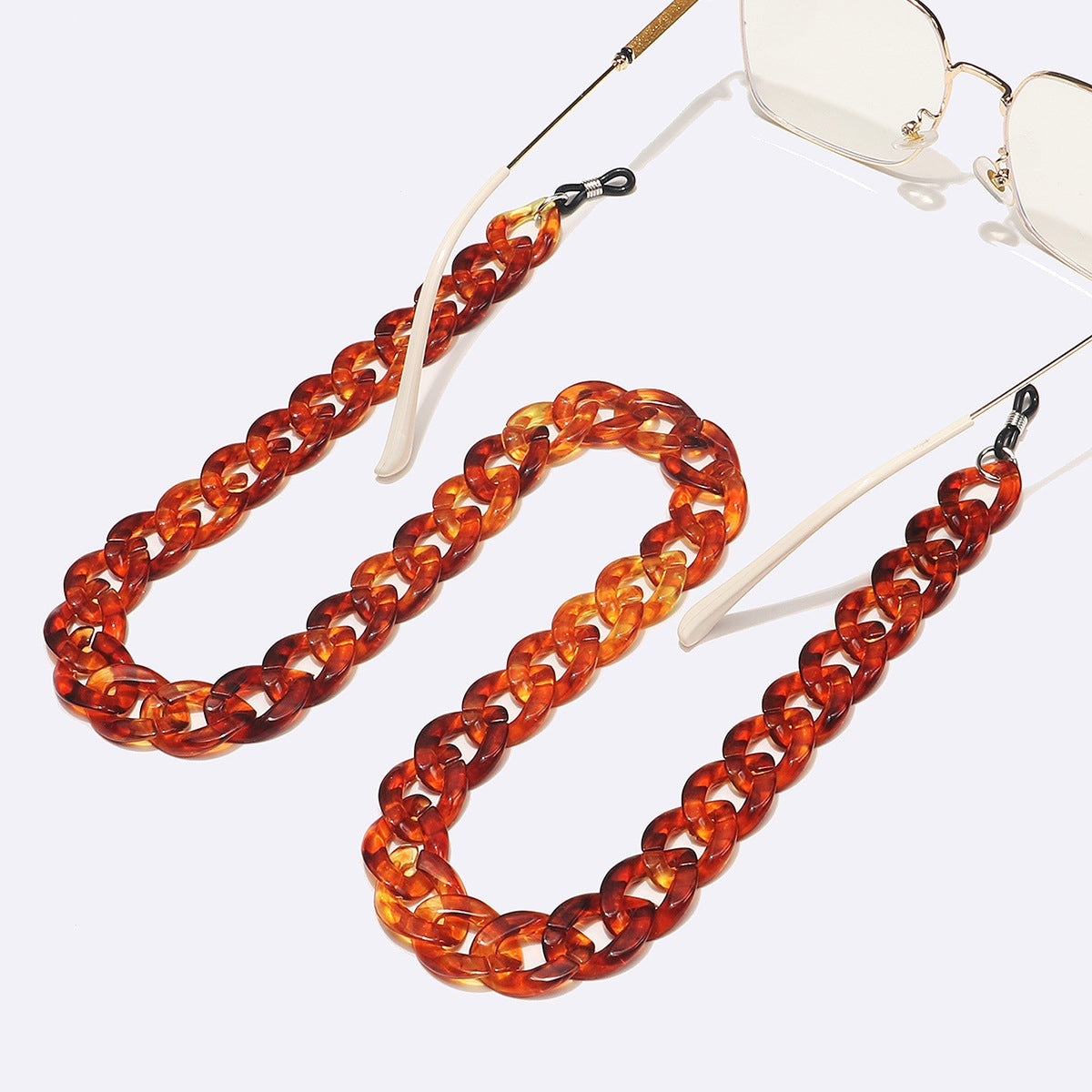 Fashion Retro Acrylic Amber Mask & Glasses Chain