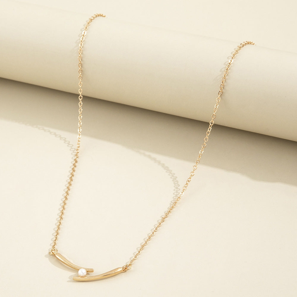 Fashion Minimalist Pearl Chopstick Clavicle Chain Necklace for Women