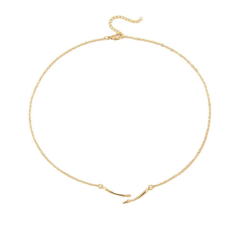 Fashion Minimalist Pearl Chopstick Clavicle Chain Necklace for Women