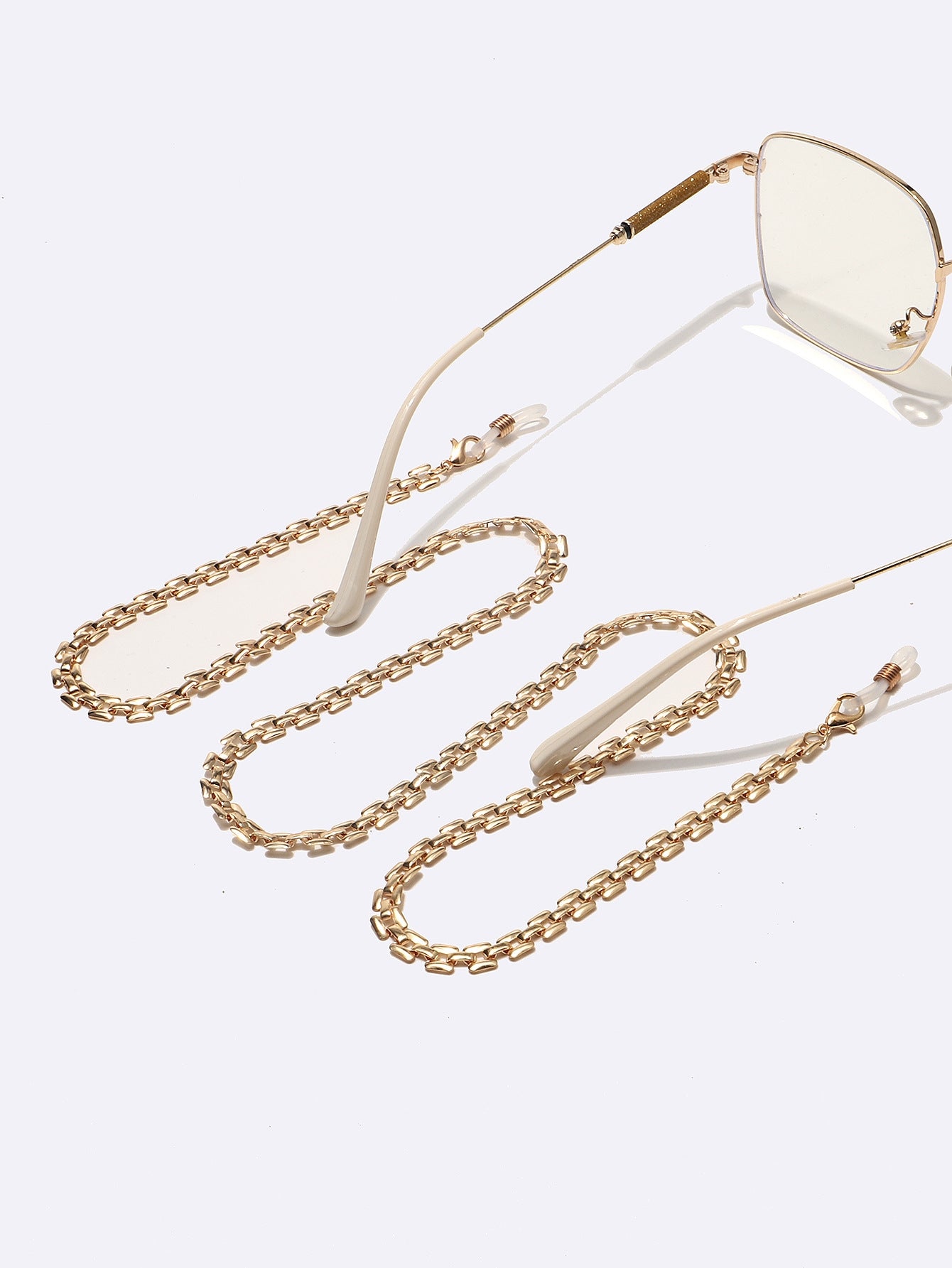 Fashion Geometric Gold Alloy Glasses and Mask Chain