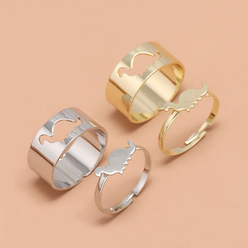 Fashion Geometric Hollow Adjustable Dinosaur Ring Set - Trendy Minimalist Jewelry