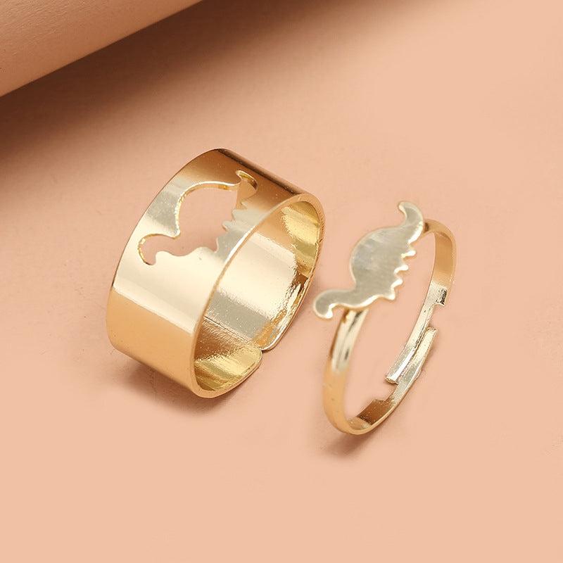 Fashion Geometric Hollow Adjustable Dinosaur Ring Set - Trendy Minimalist Jewelry