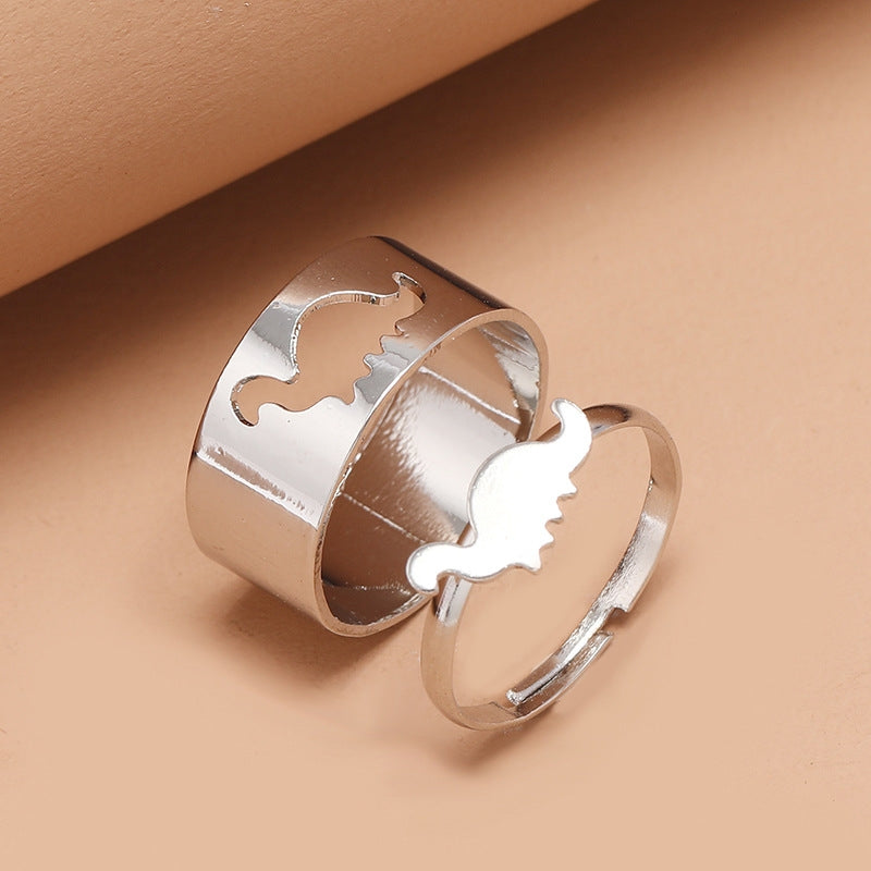 Fashion Geometric Hollow Adjustable Dinosaur Ring Set - Trendy Minimalist Jewelry