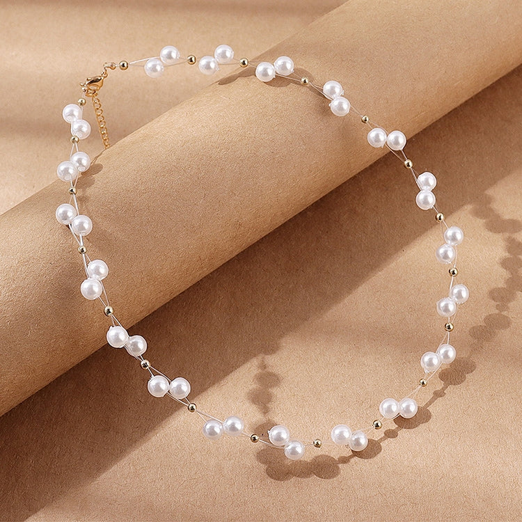 Elegant Pearl Beaded Geometric Choker Necklace