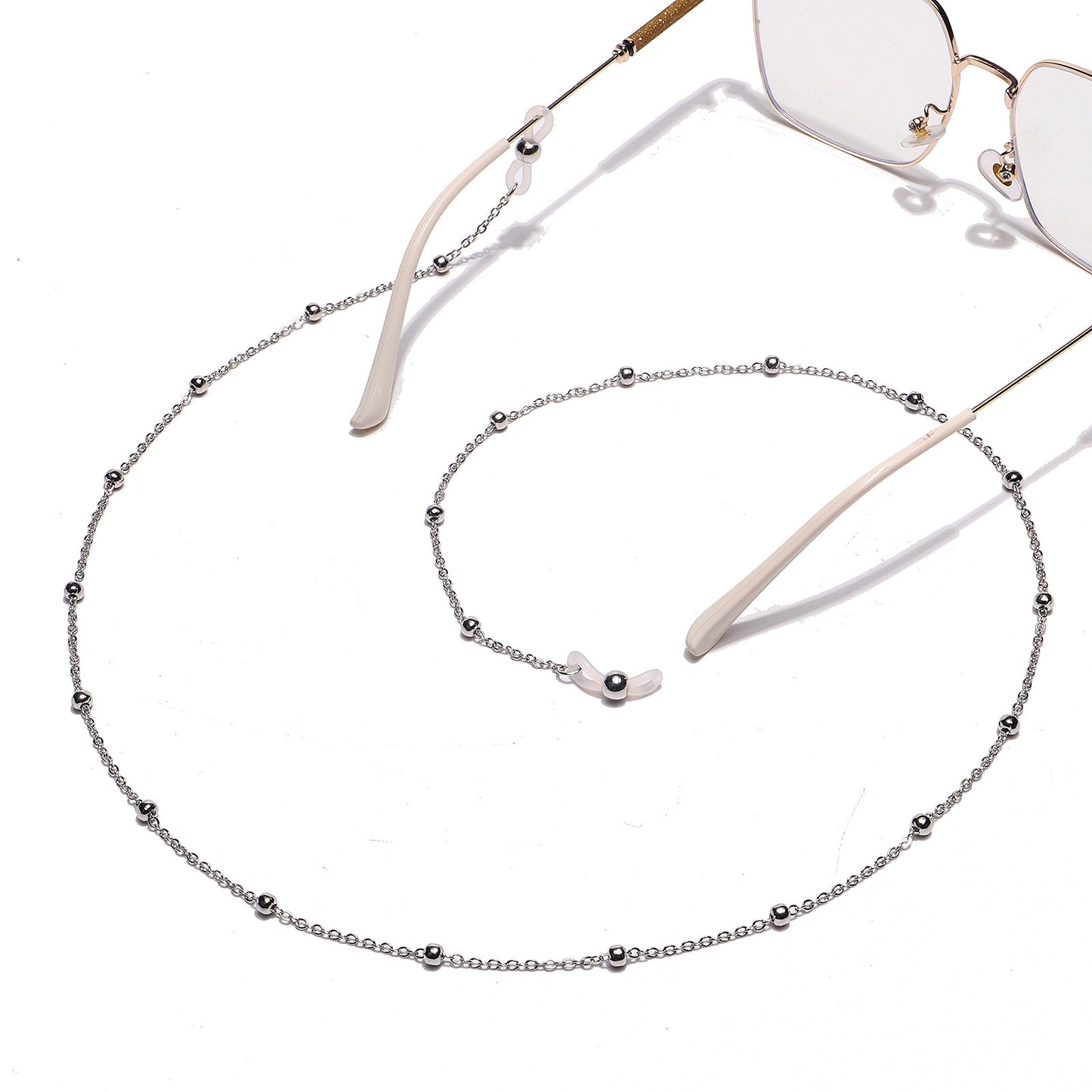 Fashion Simple Beaded Metal Glasses & Mask Chain