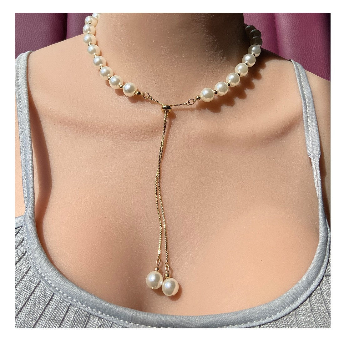 Fashion Pearl Pull-Out Beads Pendant Necklace for Women