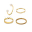 Fashion Simple Pearl Wave Twist Joint Alloy Ring Set - Four Pieces