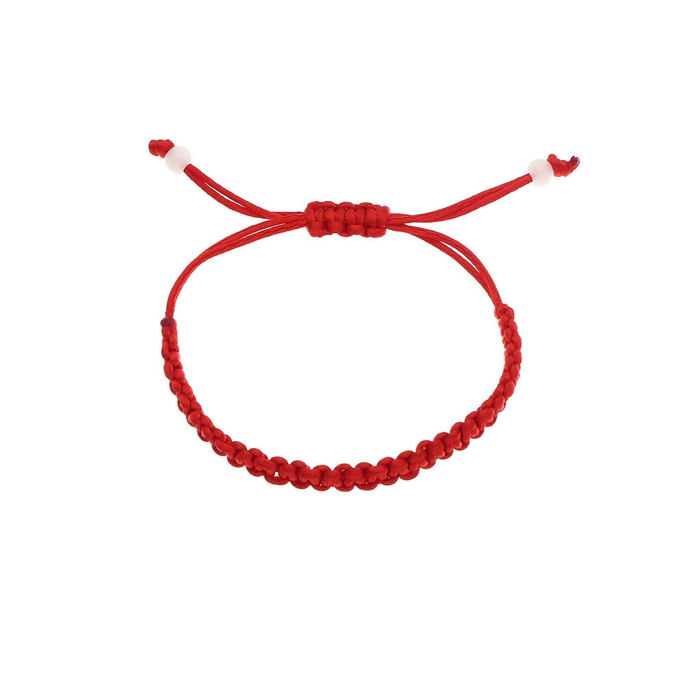 Fashion Retro Solid Color Red Rope Beaded Bracelet for Women