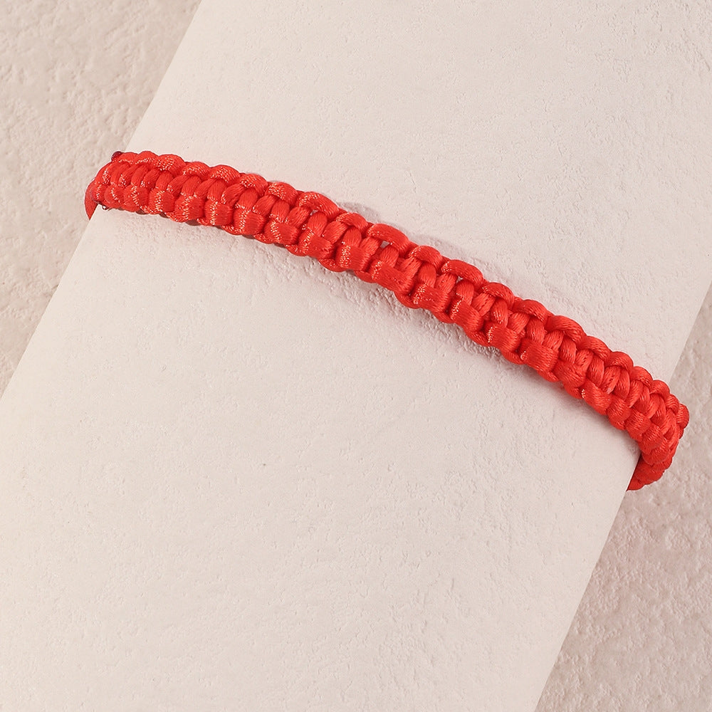 Fashion Retro Solid Color Red Rope Beaded Bracelet for Women