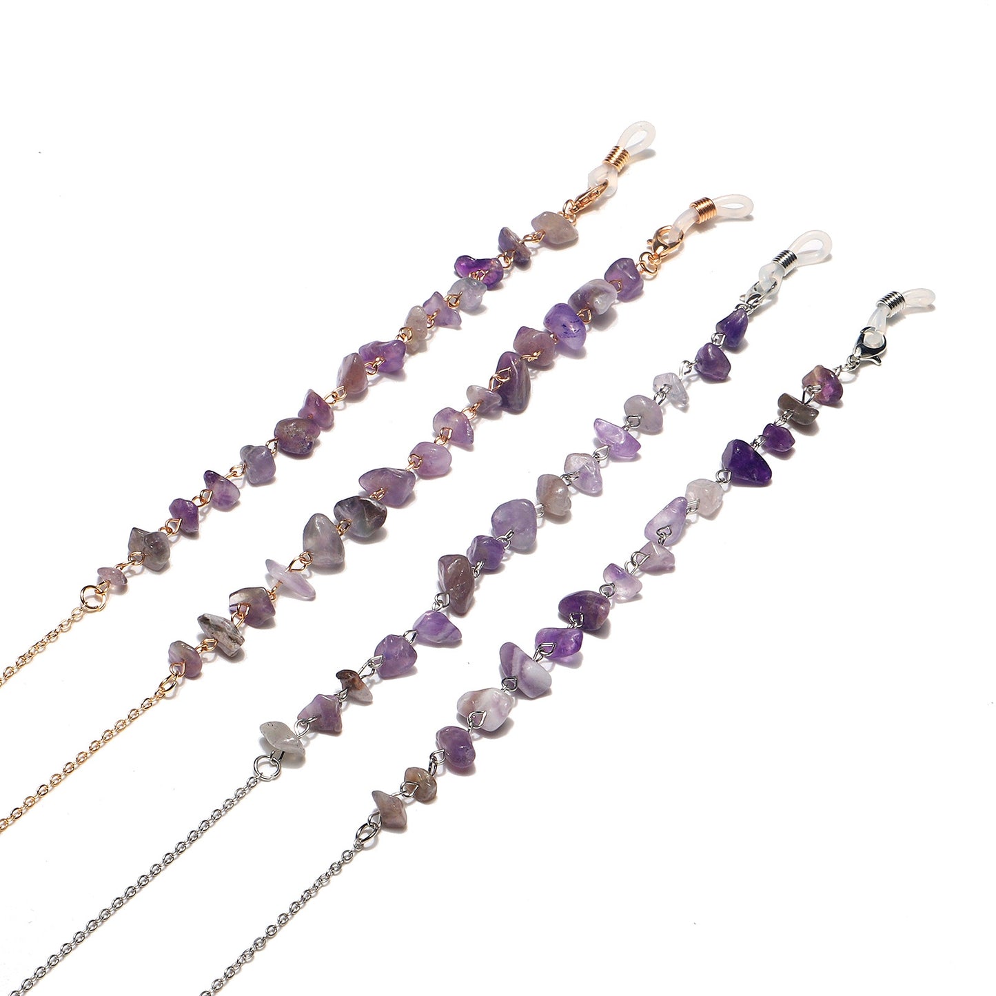 Fashion Minimalist Amethyst Stone Glasses Chain