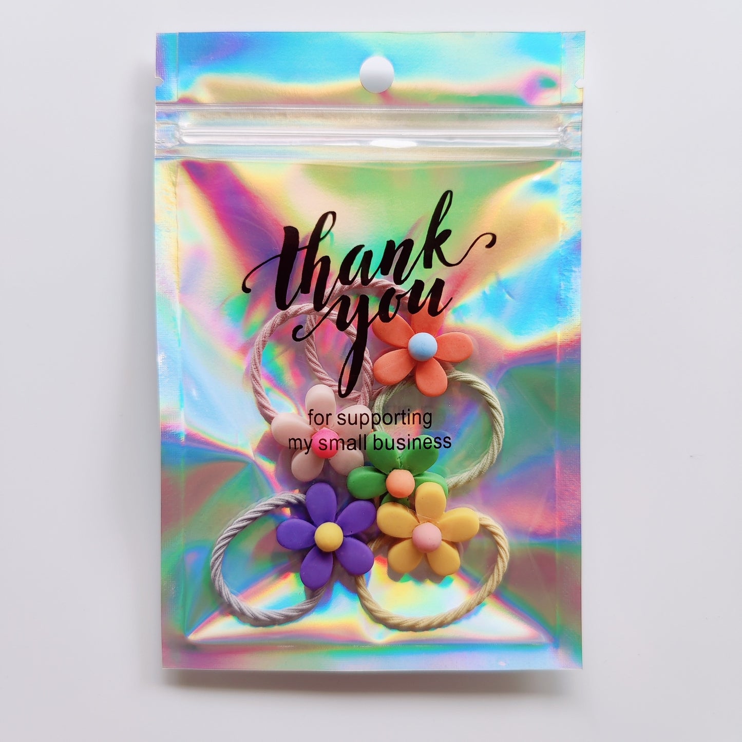 Fashion 3D Print Transparent Jewelry Packaging Bags with Thank You Holographic Design