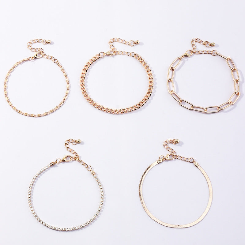 Fashion Simple Thick Chain Bracelet Set - European and American Style Metal Texture Claw Chain