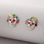 Colorful Rhinestone Skull Stud Earrings for Halloween