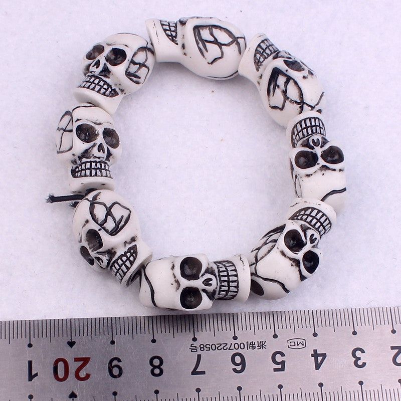 Skull Alloy Unisex Bracelet with Yak Bone Design