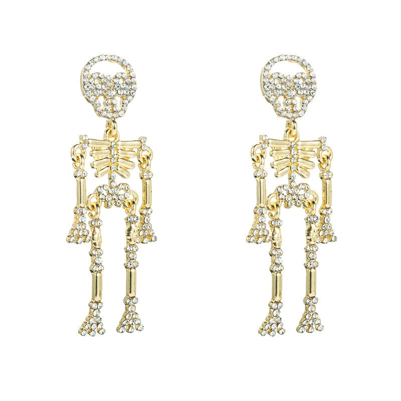 Fashion Skull Diamond Alloy Artificial Gemstones Earrings