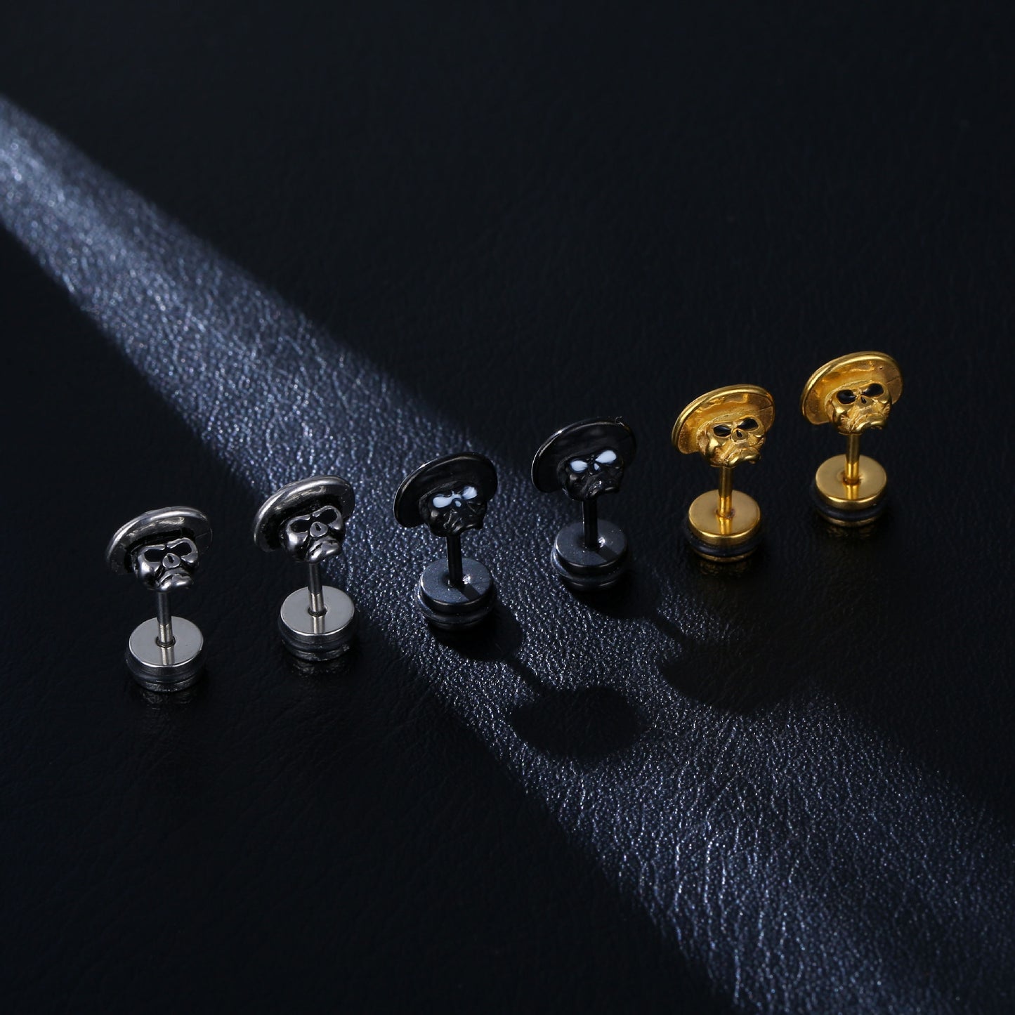 Fashion Skull Stainless Steel Hat Stud Earrings