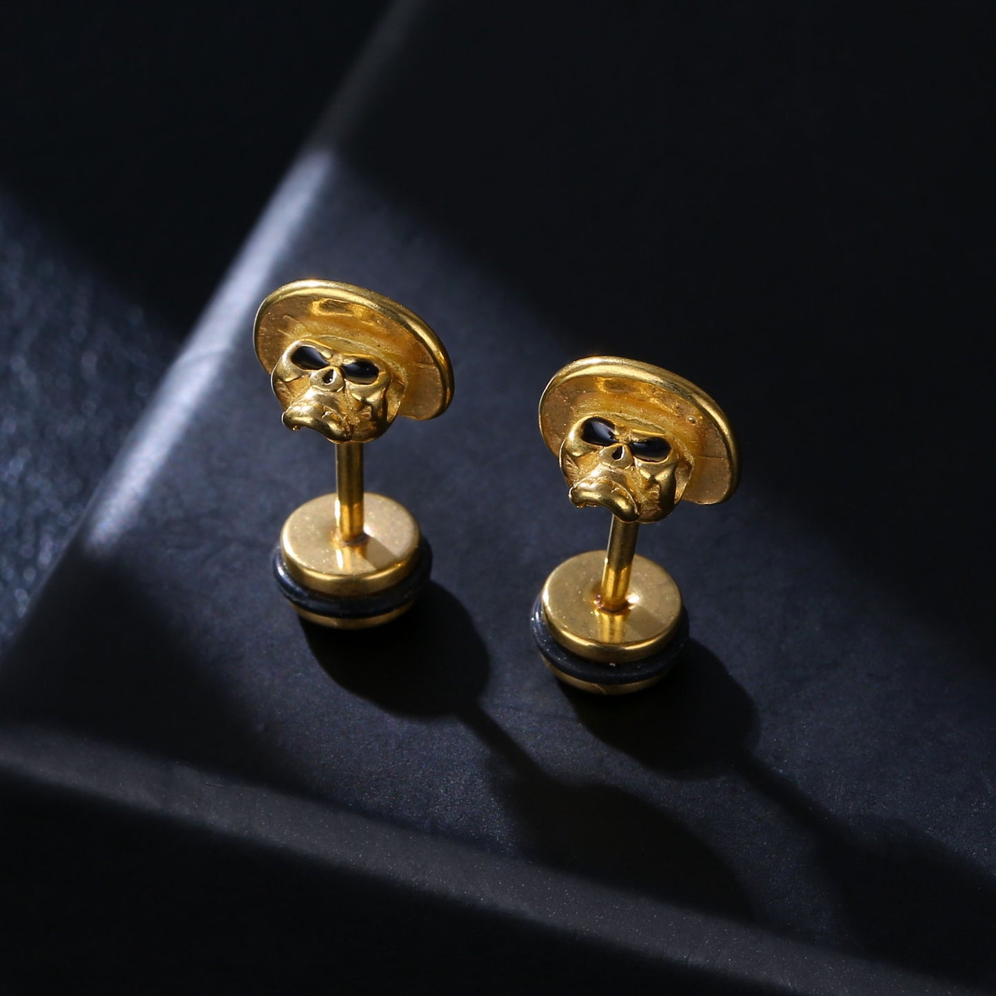 Fashion Skull Stainless Steel Hat Stud Earrings