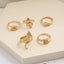 Fashion Snake Alloy Rhinestone & Moon Pearl Ring Set - 6 Pieces Women's Jewelry