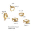 Fashion Snake Moon Pearl Ring Set - 6 Piece Metal Knuckle Rings