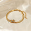 Fashion Double Layer Snake Chain Stainless Steel Gold Plated Rhinestone Bracelet for Women