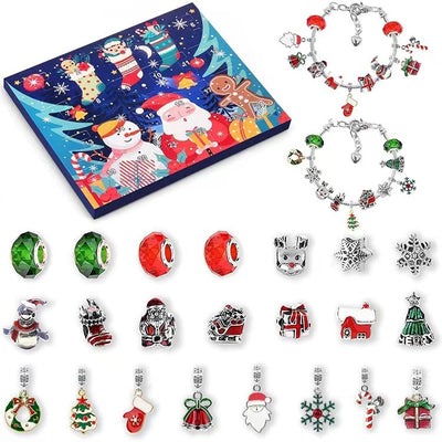 Children's Snowflake Alloy Bracelet Set - Christmas Countdown Jewelry Gift Box