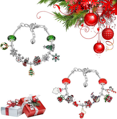 Children's Snowflake Alloy Bracelet Set - Christmas Countdown Jewelry Gift Box